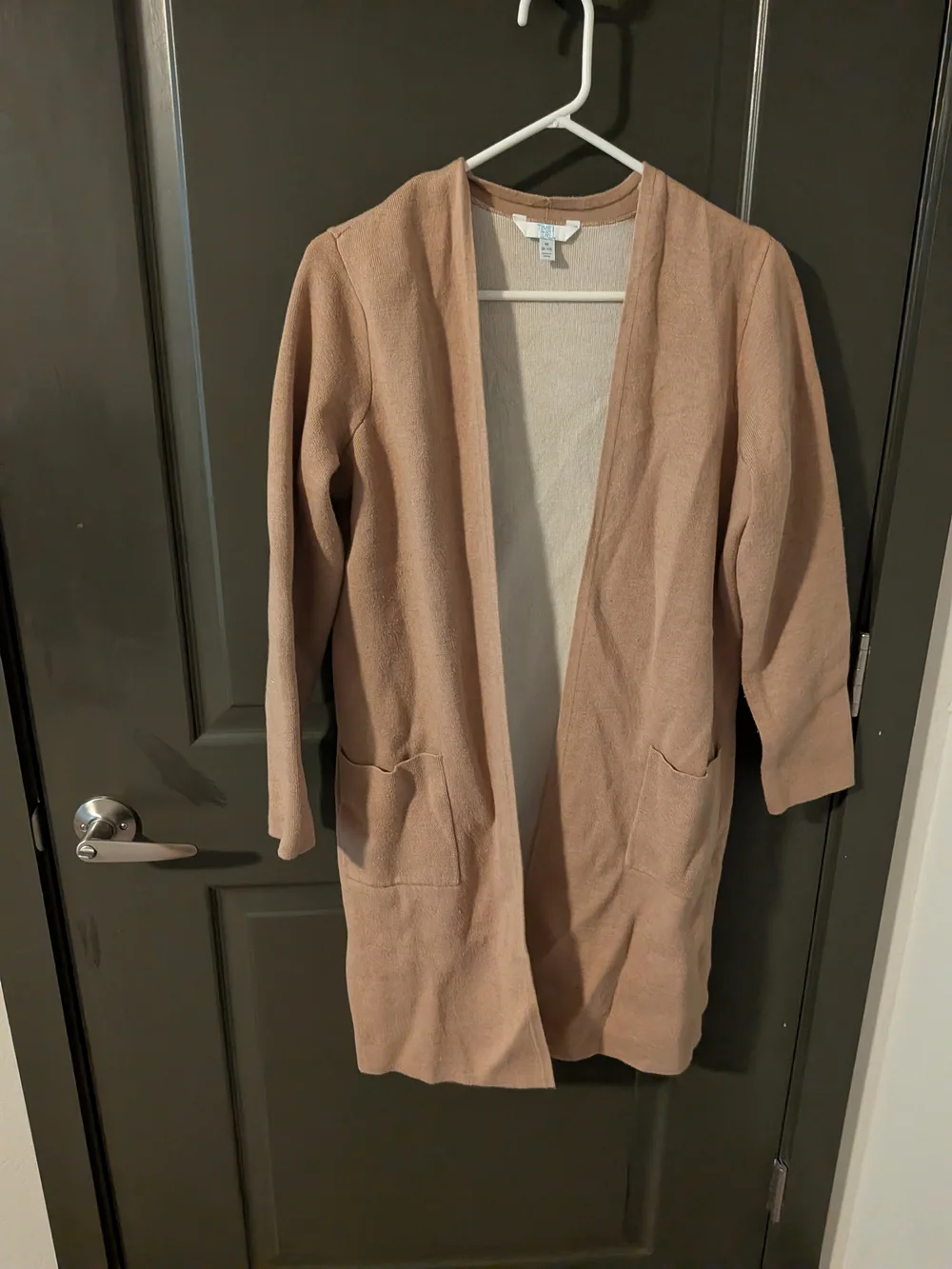 Mauve Open-Front Long Cardigan